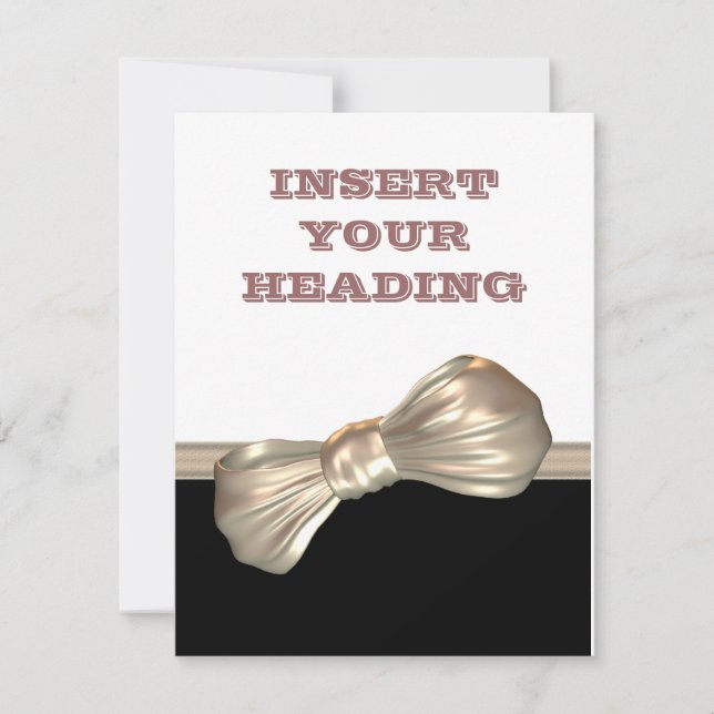 Slips svart vit kräm inbjudningar (Framsida)