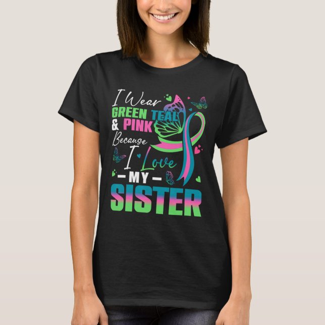 Slit grönt turkos rosa eftersom jag älskar min sys t shirt (Framsida)