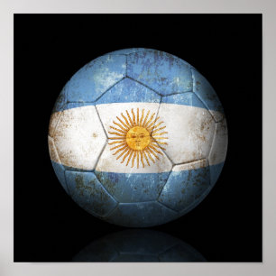 Sliten argentinsk boll för flaggafotbollfotboll poster