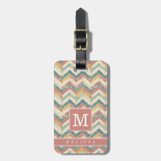 Sliten Chevron Bakgrund Bagage Tag Bagagebricka (Vertikal Framsida)