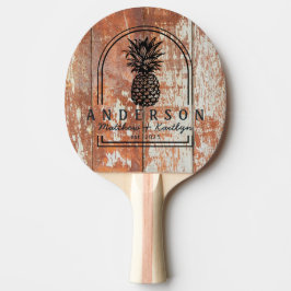 Sliten Ladansträ Wood Pineapple Bröllopsbåge & Nam Pingisracket