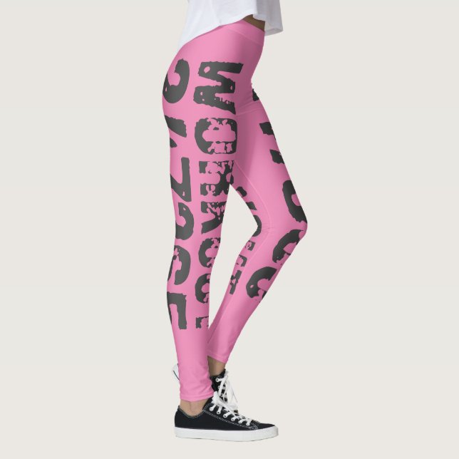 Sliten och repa text Träning 247365 rosa Leggings (Höger)