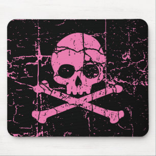 Sliten rosa skalle och Crossbones Musmatta