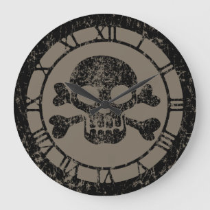 Sliten skalle och Crossbones Stor Klocka