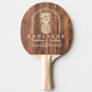 Sliten Skärbräda Ananas Bröllopsbåge & Namn Pingisracket