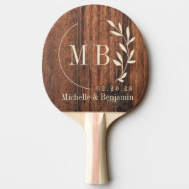 Sliten Skärbräda Blad Bröllopsmonogram Pingisracket