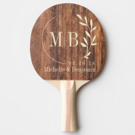 Sliten Skärbräda Blad Bröllopsmonogram Pingisracket