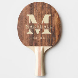 Sliten Skärbräda Monogram & Namn Överlägg Pingisracket