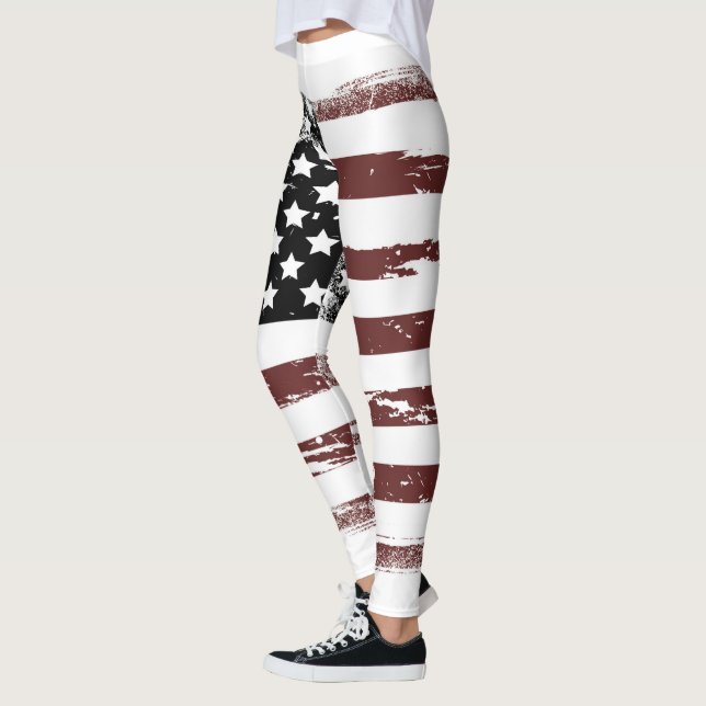 Sliten utseende bleknat USA Flagga Leggings (Vänster)