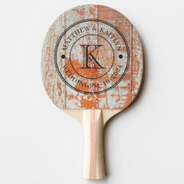 Slitet Brädgårdsträ Bröllopsmonogram Pingisracket