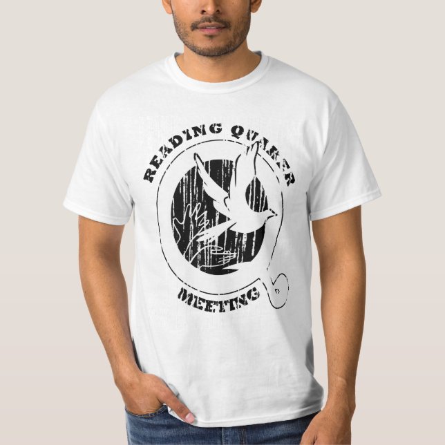 Slitet läs- Quakermöte Tee Shirt (Framsida)
