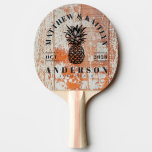Slitet trä från lada Tropisk Ananas Bröllopskam Pingisracket