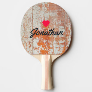 Slitet trä från lada Vintage hjärta signatur Pingisracket