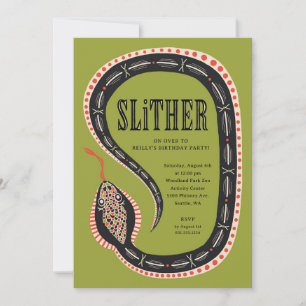 Slither Snake Barn Födelsedagsfest inbjudan