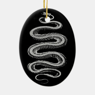 Slithering ormskelett julgransprydnad keramik