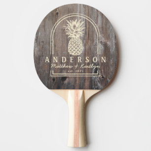 Slitna Brädor Ananas Bröllopsbåge & Namn Pingisracket