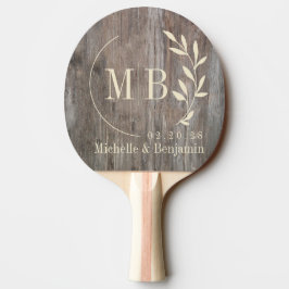 Slitna Brädor Blad Bröllopsmonogram Pingisracket