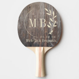 Slitna Brädor Blad Bröllopsmonogram Pingisracket