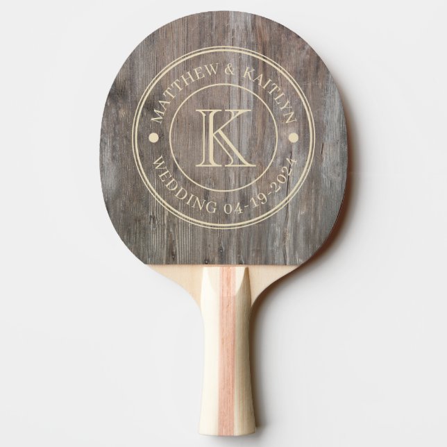 Slitna Brädor Bröllopsmonogram Pingisracket (Baksidan)