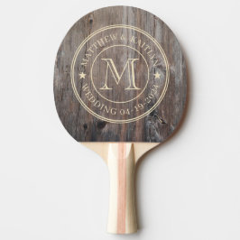 Slitna Brädor Bröllopsmonogram Stjärna Pingisracket