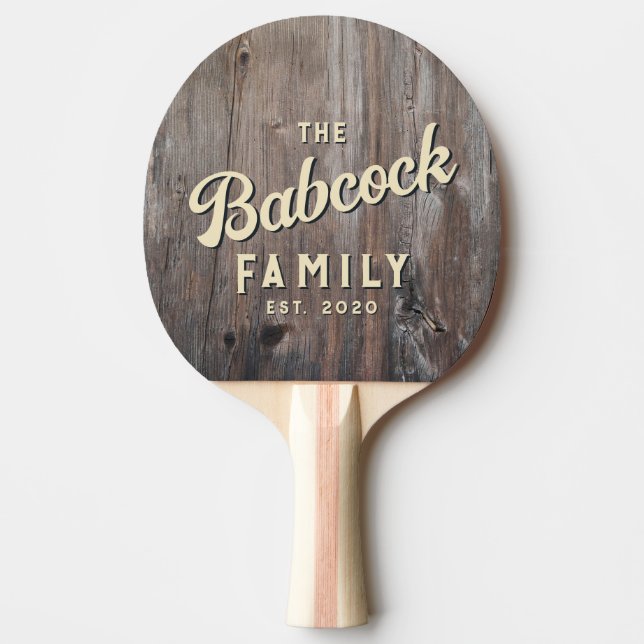 Slitna Brädor Retro Familjenamn & År Pingisracket (Framsidan)