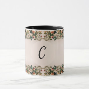 Slitna Chic Rosa Rosrankor Blommig Elegant Mugg