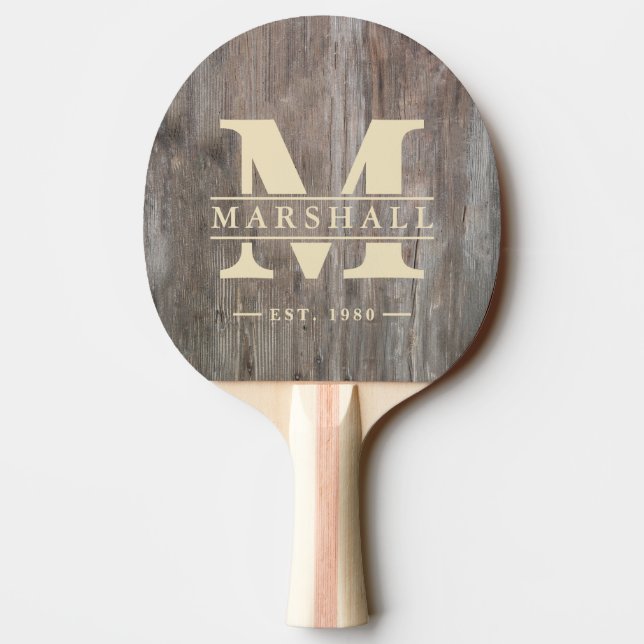 Slitna plankor Monogram & Namn överlägg Pingisracket (Baksidan)