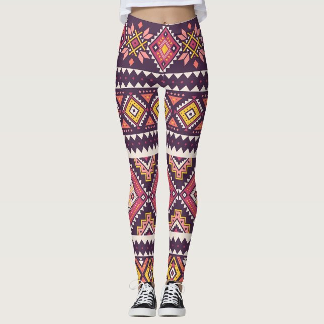 Slitna stammar, geometrisk sömlös mönster. leggings (Framsida)