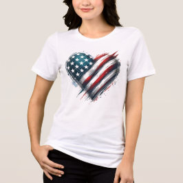 Slitstark amerikansk hjärtan - Sprid Flagga design T Shirt