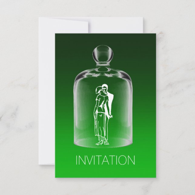 Slo Dance 20:e Retro Party Emerald Grönt Ombre Inbjudningar (Framsida)