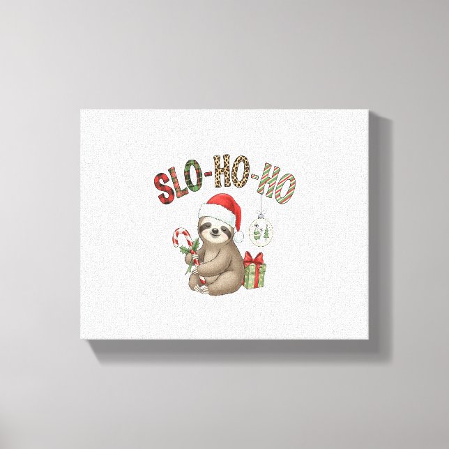 Slo Ho Ho Julafton Sloth Canvastryck (Framsida)