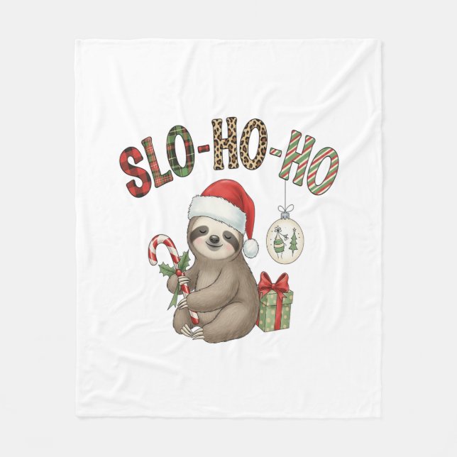Slo Ho Ho Julafton Sloth Fleecefilt (Framsidan)