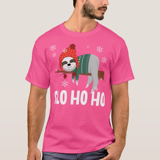 Slo Ho Ho Sloth jul T Shirt (Framsida)