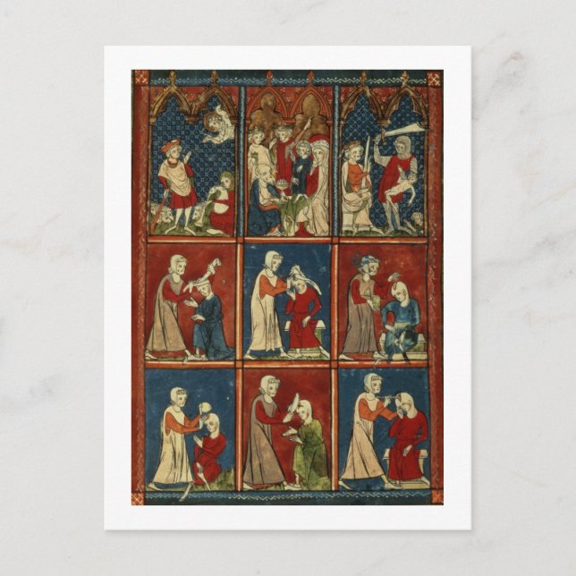 Sloane 1977 fol.2V Medicinska och bibliska scener, Vykort (Framsida)