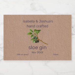 Sloe Gin-etikett på Kraft Färg Papper Spritflaskor Etikett