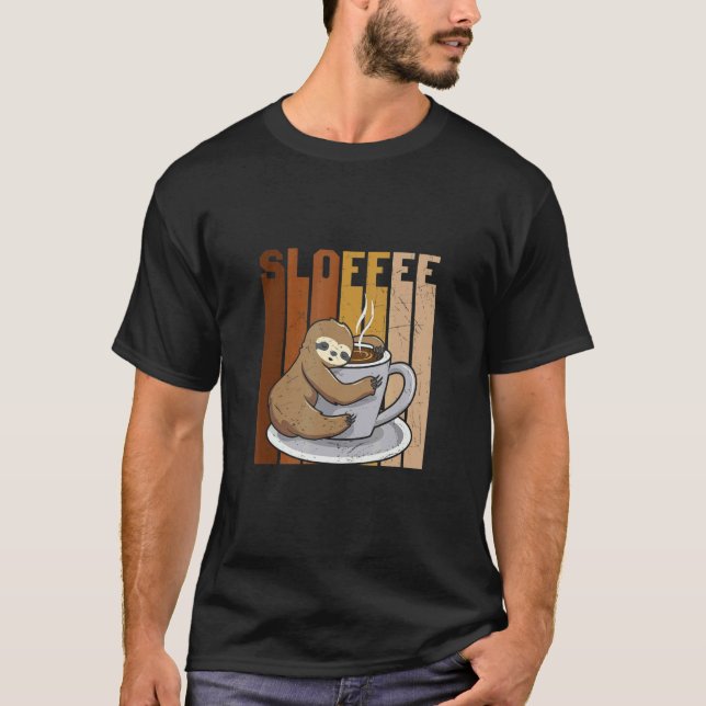 Sloffee Coffee Drinker Sloth T Shirt (Framsida)
