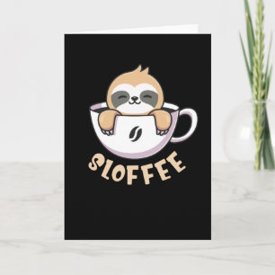 Sloffee Cute Sloth i Kaffe Kopp Kort
