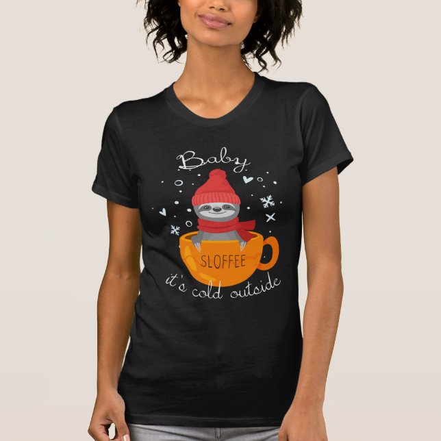 Sloffee Faultier in Tasse Kaffee T Shirt (Framsida)