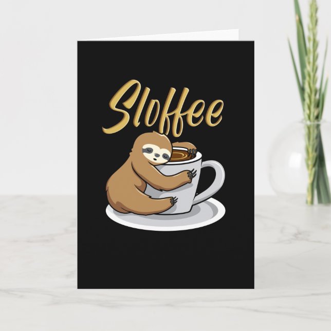 Sloffee Funny Sloth Coffee Mugg Kort (Framsida)