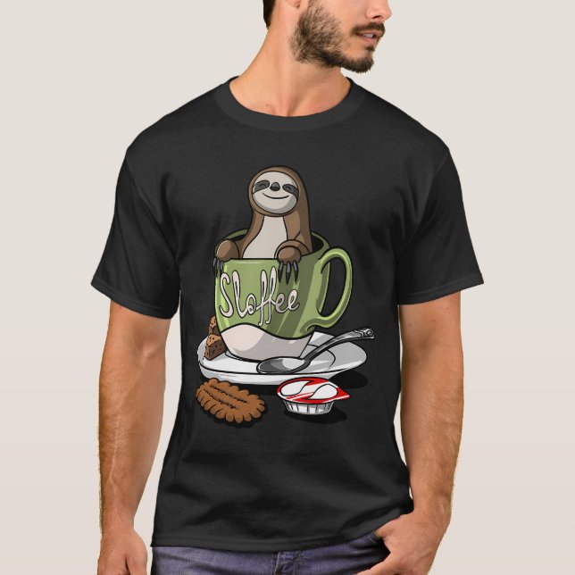 Sloffee Sloth Kaffe T Shirt (Framsida)
