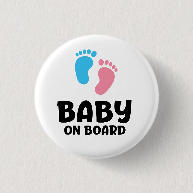 Slogan baby ombord - baby ombord, i bil. knapp (Framsida)
