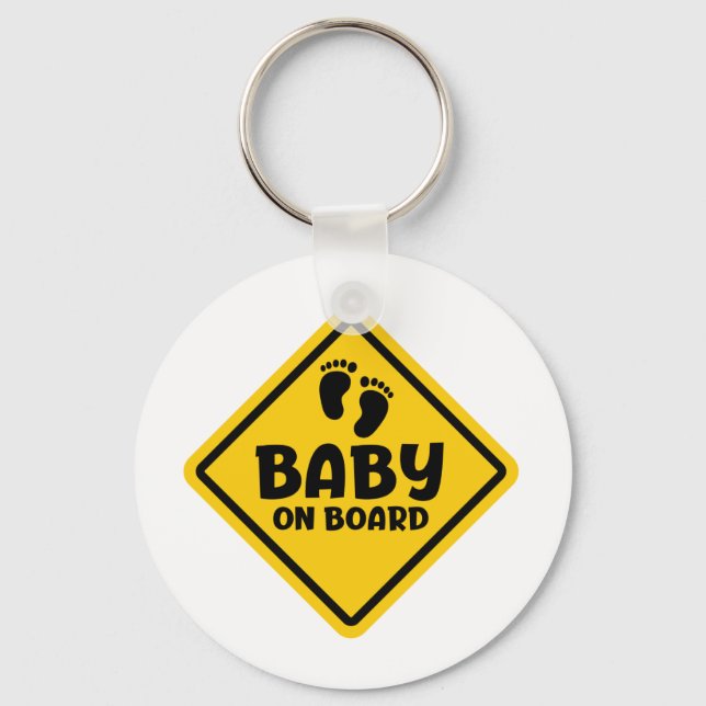 Slogan baby ombord - baby ombord, i bil. nyckelring (Framsida)