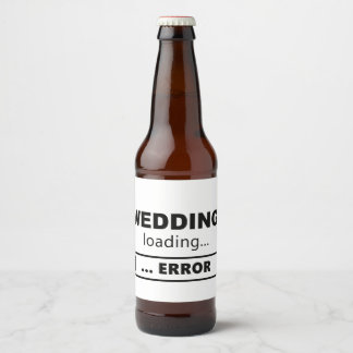 Slogan bruiloft is aan het laden, error. Vrijgezel Ölflaska Etikett