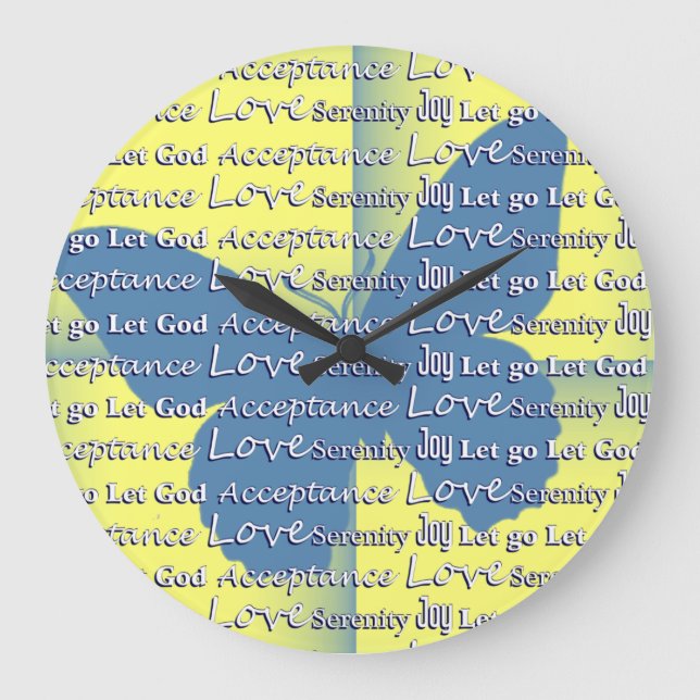 Slogan Butterfly 12 Step Recovery Stor Klocka (Framsida)