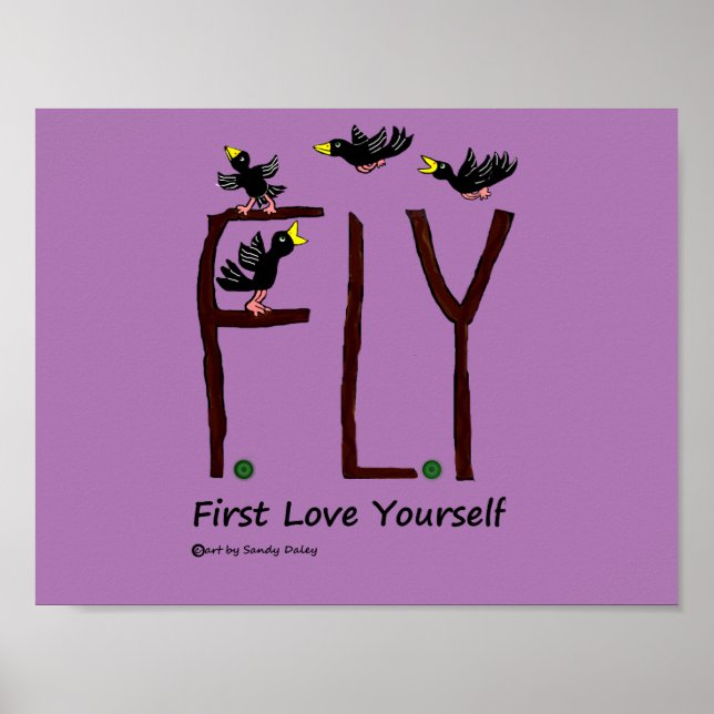 Slogan FLY First Kärlek Yourself Poster (Framsidan)