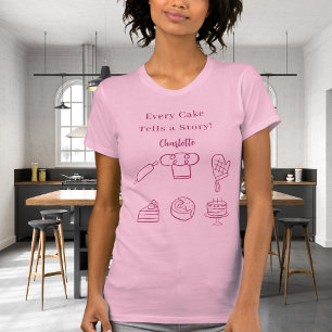 Slogan för köksredskap för rosa av konditorivaror t shirt