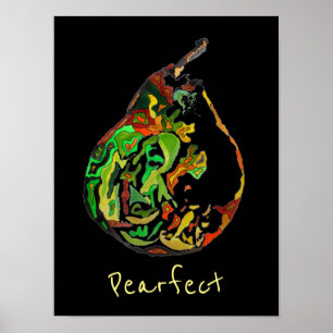 Slogan för päronfrukt, popkonst, vattenfärg poster