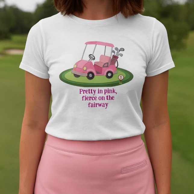 Slogan för snygg rosa golfkärra  t shirt (Skapare uppladdad)