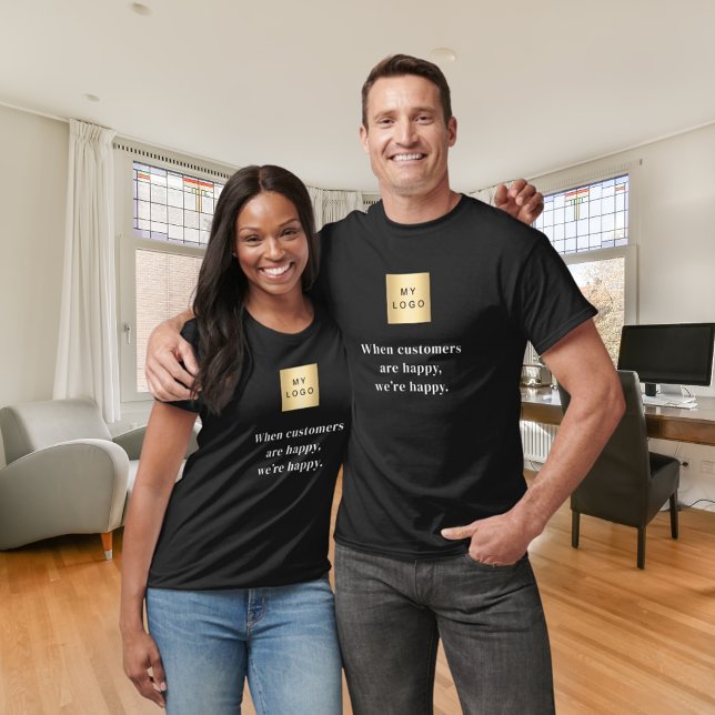 Slogan från Black lycklig-kunder med logotyp- T Shirt (Skapare uppladdad)