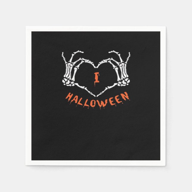 Slogan Halloween. Hjärtgestagning av Skeleton Pappersservett (Framsidan)